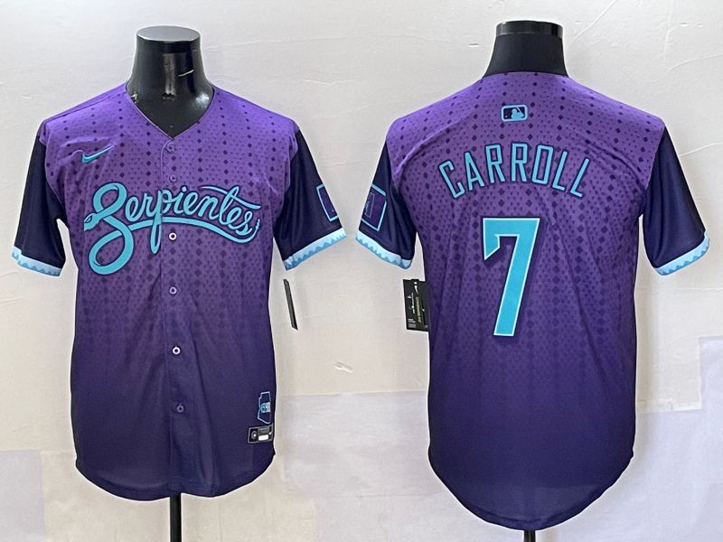 Men Arizona Diamondback #7 Carroll Purple Joint Name 2025 Nike MLB Jersey style 1